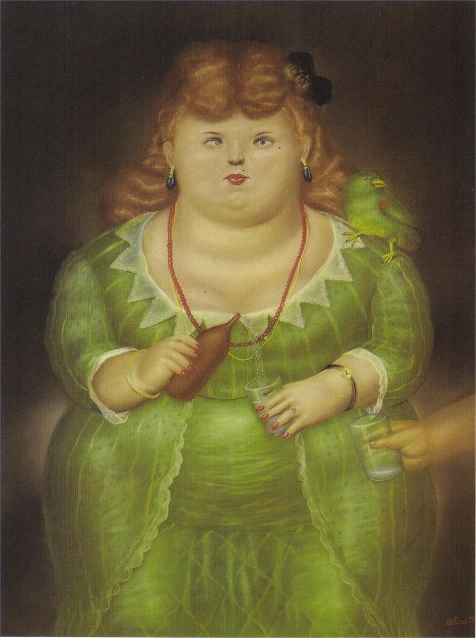 Woman with a Parrot Fernando Botero Oil Paintings